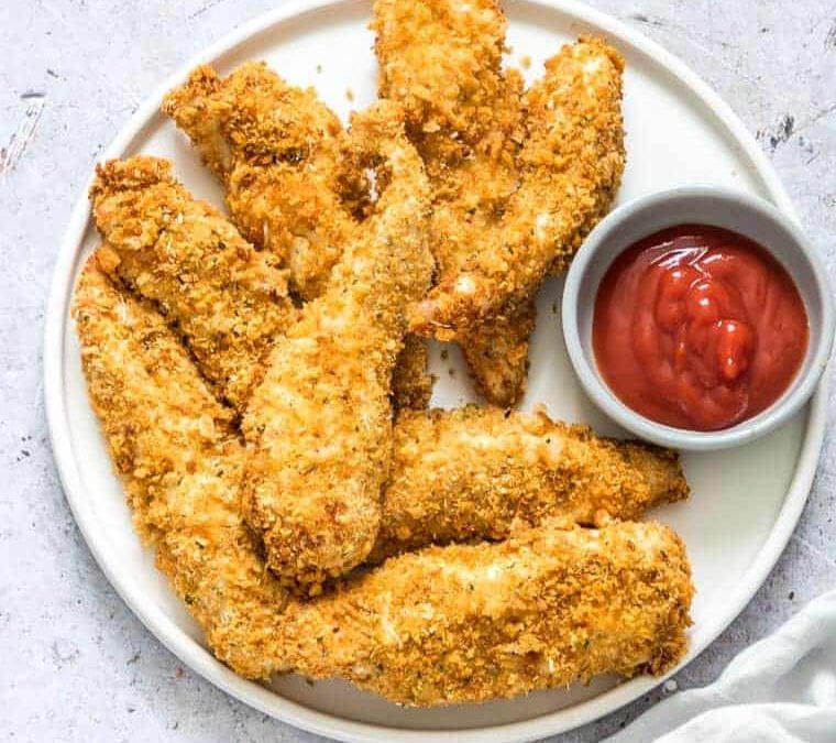Deditos de pollo empanizado en avena