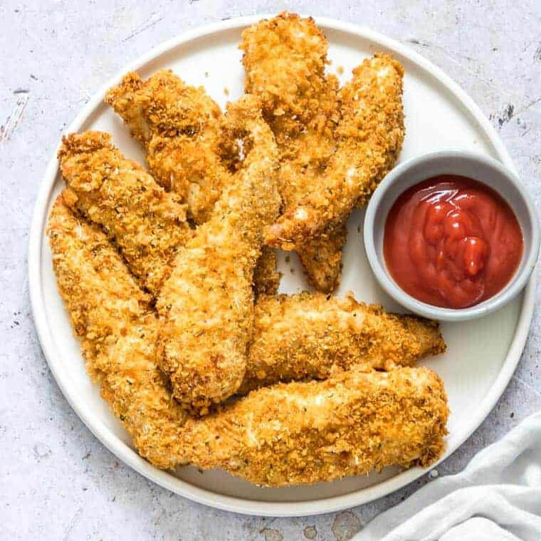 Deditos de pollo empanizado en avena